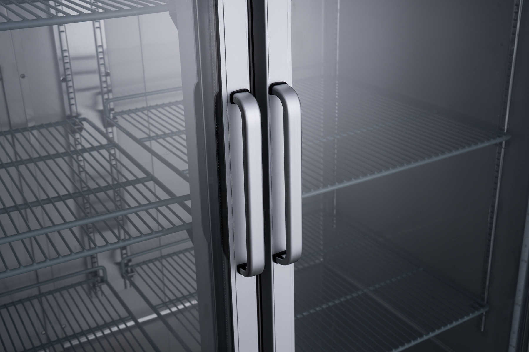 Omcan 51028 81 In. Stainless Steel Glass Door Reach-In Refrigerator, 72 Cu. Ft., Embraco Compressor, Manual Defrost