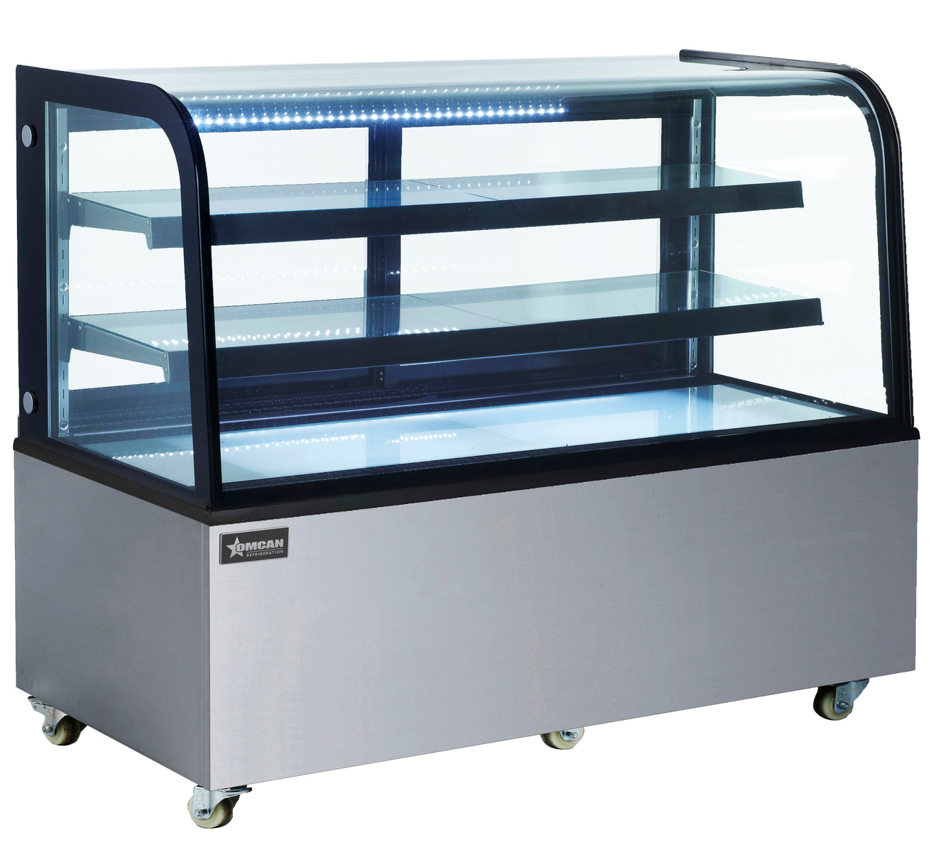 Omcan 47104 60 In. Dry Bakery Display Case, 17.7 Cu. Ft., Non-Refrigerated, Tempered Glass