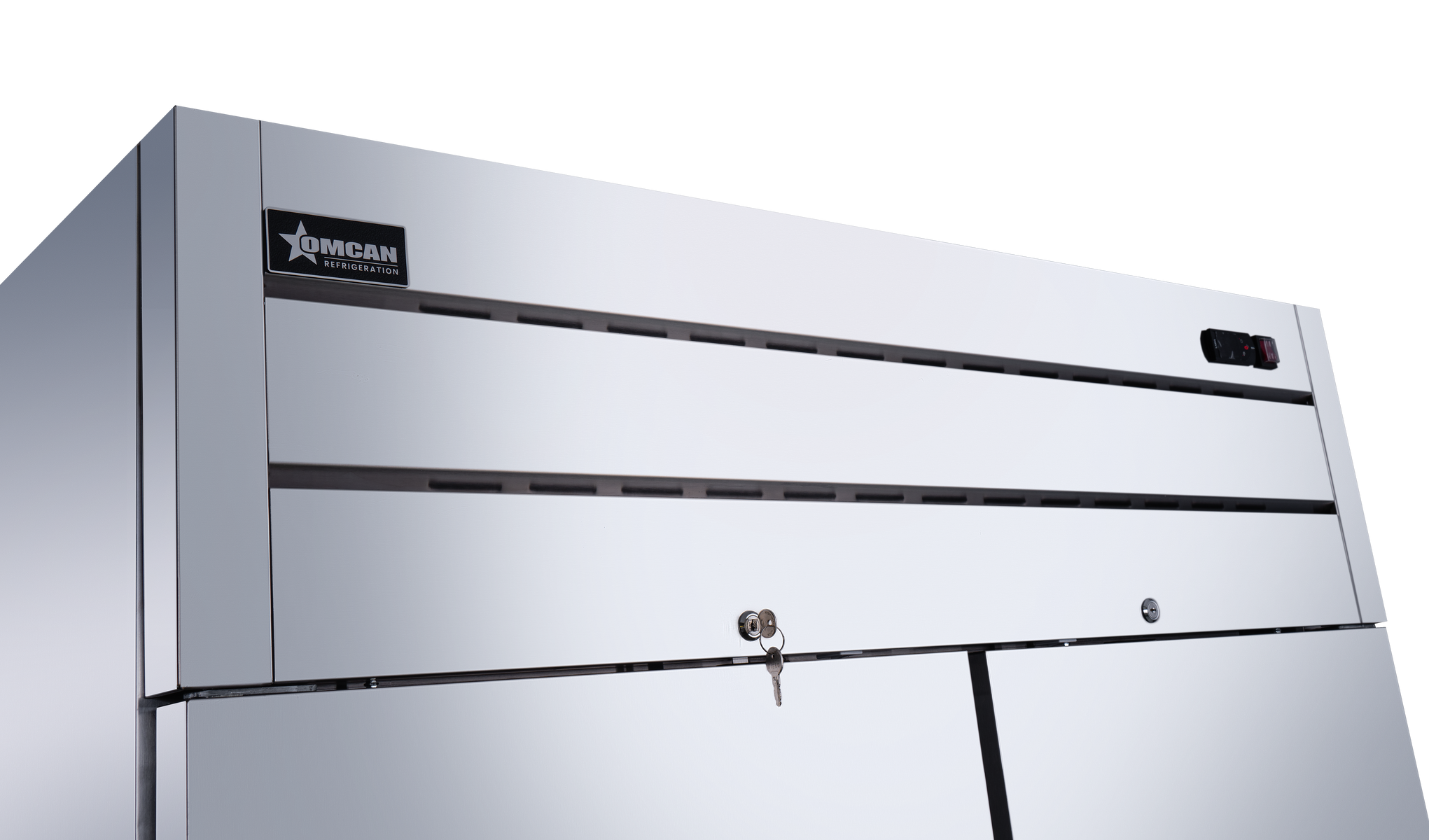 Omcan RE-CN-0054-TM 54 In. Stainless Steel Reach-In Refrigerator, 2 Solid Doors, 43.1 Cu. Ft., Top-Mounted