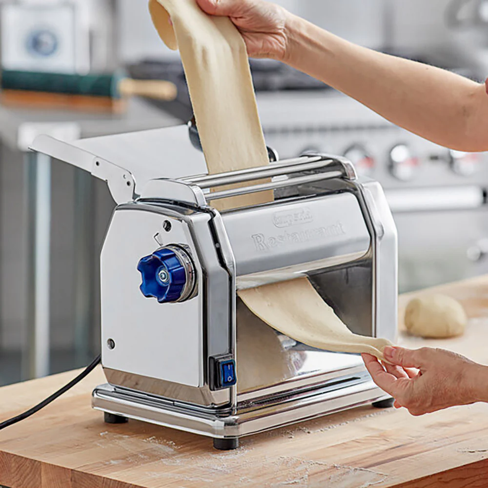 Omcan PM-IT-0037 9 In. Electric Pasta Sheeter, Stainless Steel, 10 Thickness Settings, 190W