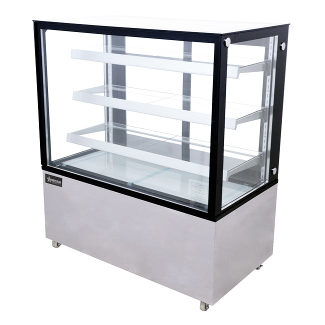 Omcan RS-CN-0371-S 48 In. Square Glass Refrigerated Floor Display Case, 18.71 cu. ft., LED Lighting, Self-Contained