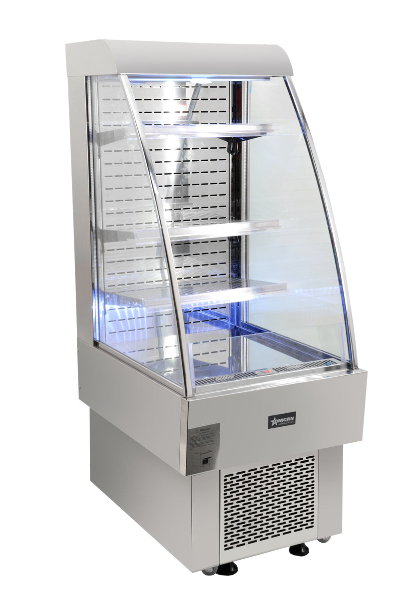 Omcan 40438 24 In. Open Refrigerated Grab-and-Go Display, 8.12 cu. ft. (230L), Night Curtain, LED Lighting