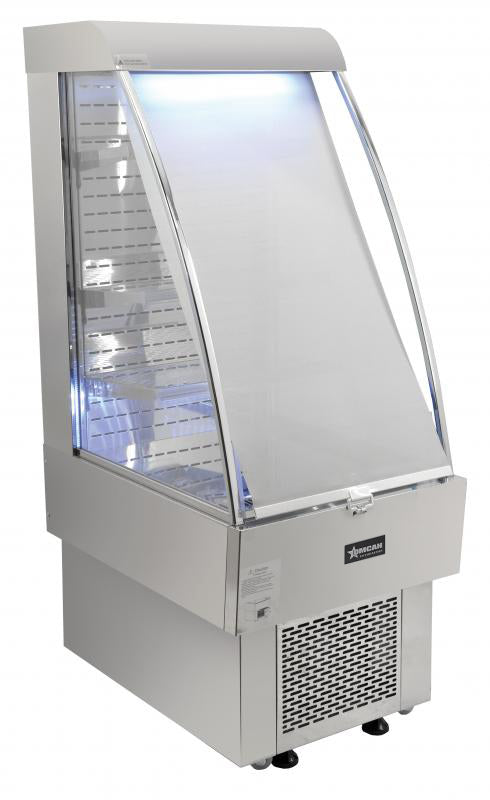 Omcan 40438 24 In. Open Refrigerated Grab-and-Go Display, 8.12 cu. ft. (230L), Night Curtain, LED Lighting