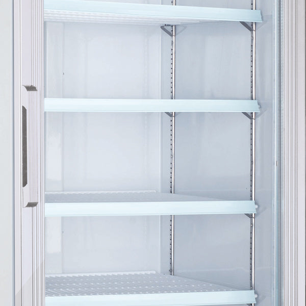 Omcan FR-CN-0790-HC 31 In. White Glass Door Display Freezer, 23 Cu. Ft., Self-Closing, LED Lighting
