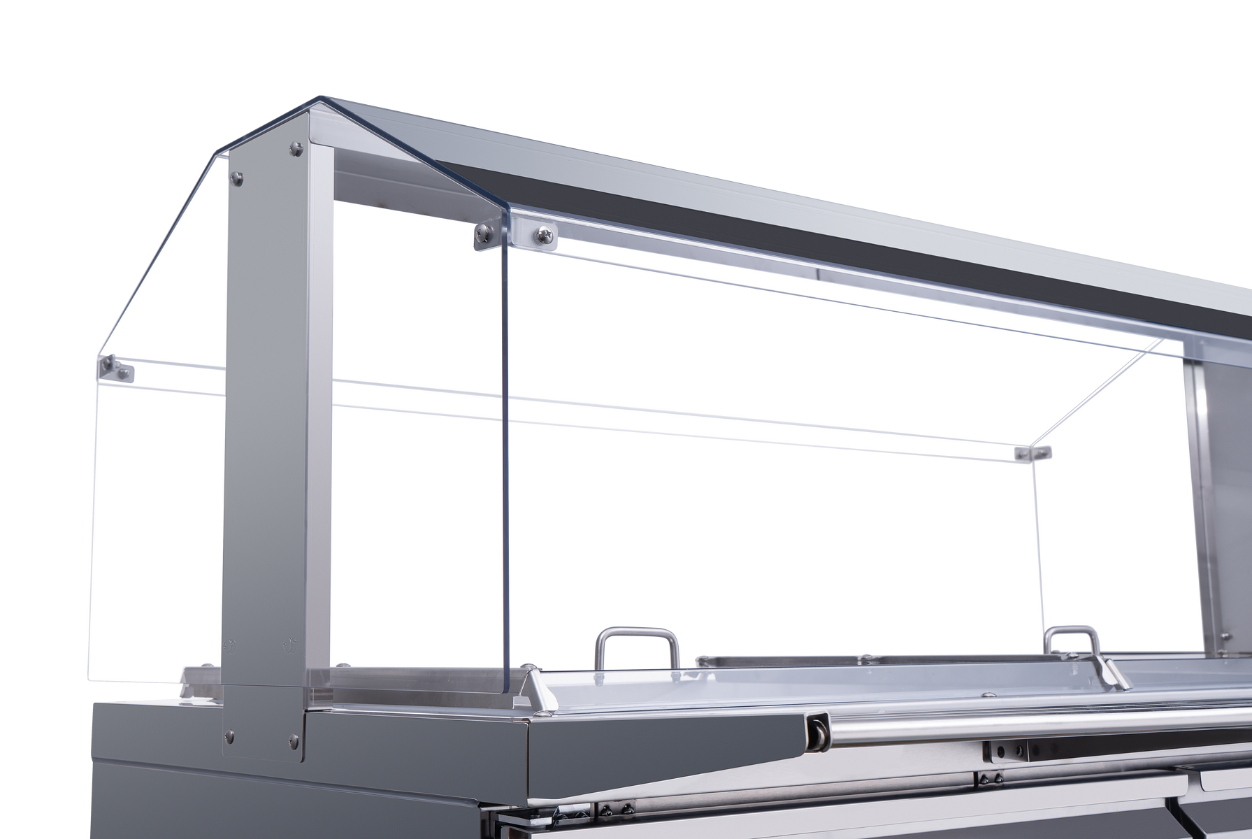 Omcan 50089 60 In. Stainless Steel Refrigerated Salad Bar, 12 Pan Capacity, Sneeze Guard, Tray Slide