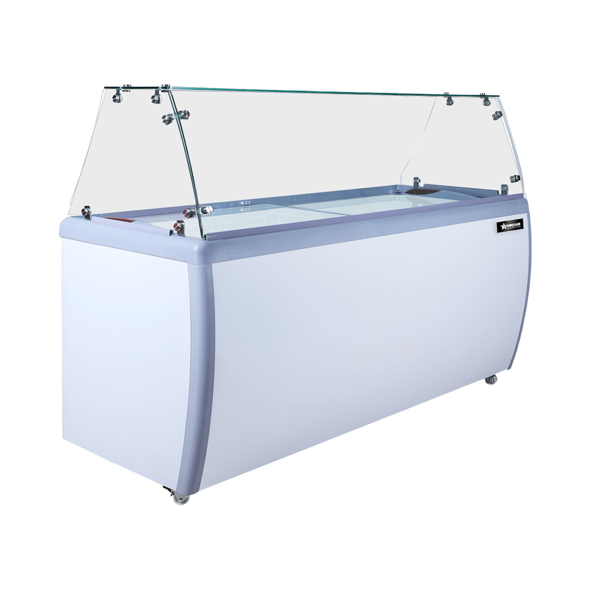 Omcan FR-CN-0560-S 71 In. Ice Cream Dipping Freezer, 22 Tub Capacity, Flat Sneeze Guard, Stainless Steel