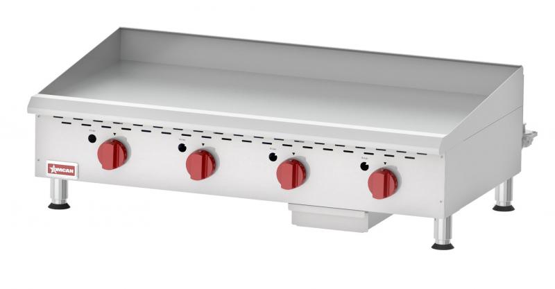 Omcan CE-CN-G48TPF 48 In. Countertop Gas Griddle, 120,000 BTU, Thermostatic Control, Stainless Steel