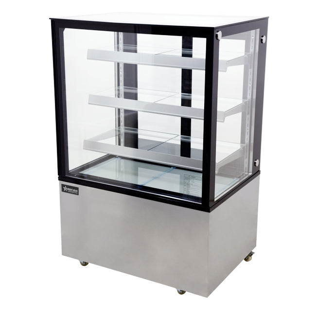 Omcan RS-CN-0271-S 36 In. Square Glass Refrigerated Floor Display Case, 13.77 cu. ft., LED Lighting, Self-Contained