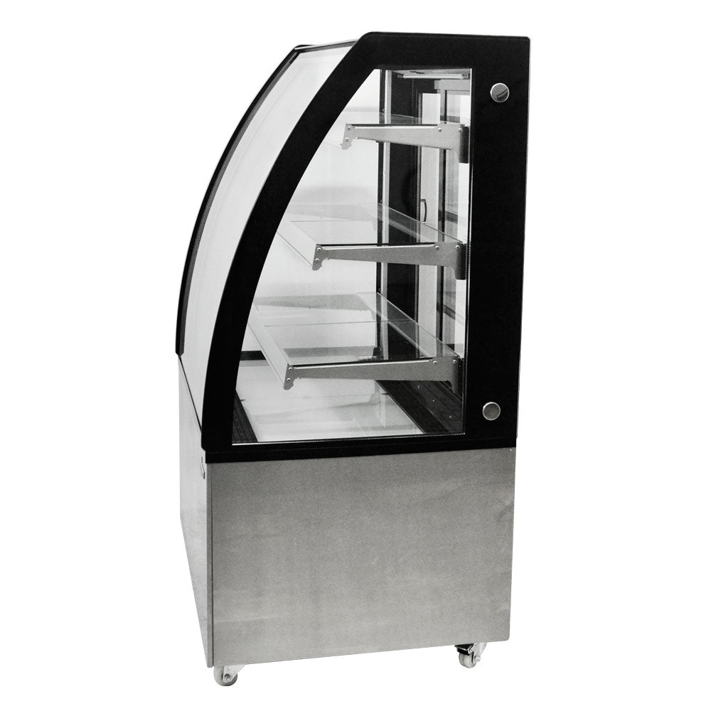 Omcan RS-CN-0271 36 In. Curved Glass Refrigerated Floor Showcase, 10.95 cu. ft., LED Lighting, Self-Contained