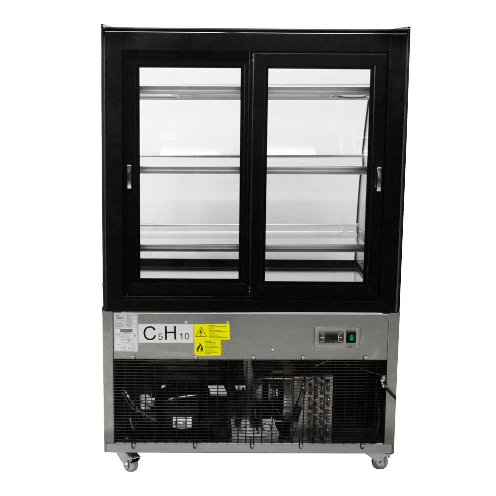 Omcan RS-CN-0271 36 In. Curved Glass Refrigerated Floor Showcase, 10.95 cu. ft., LED Lighting, Self-Contained