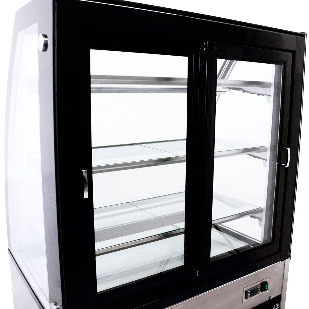 Omcan RS-CN-0271 36 In. Curved Glass Refrigerated Floor Showcase, 10.95 cu. ft., LED Lighting, Self-Contained