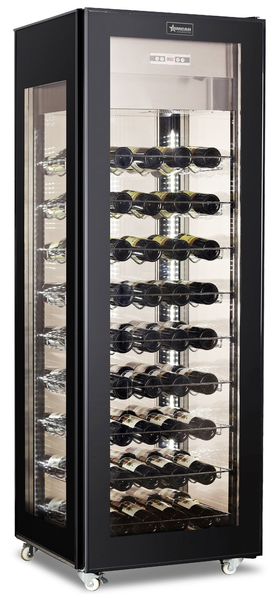 Omcan WC-CN-0400 26 In. Single Zone Wine Cooler, 81 Bottle Capacity, Triple Glass Door