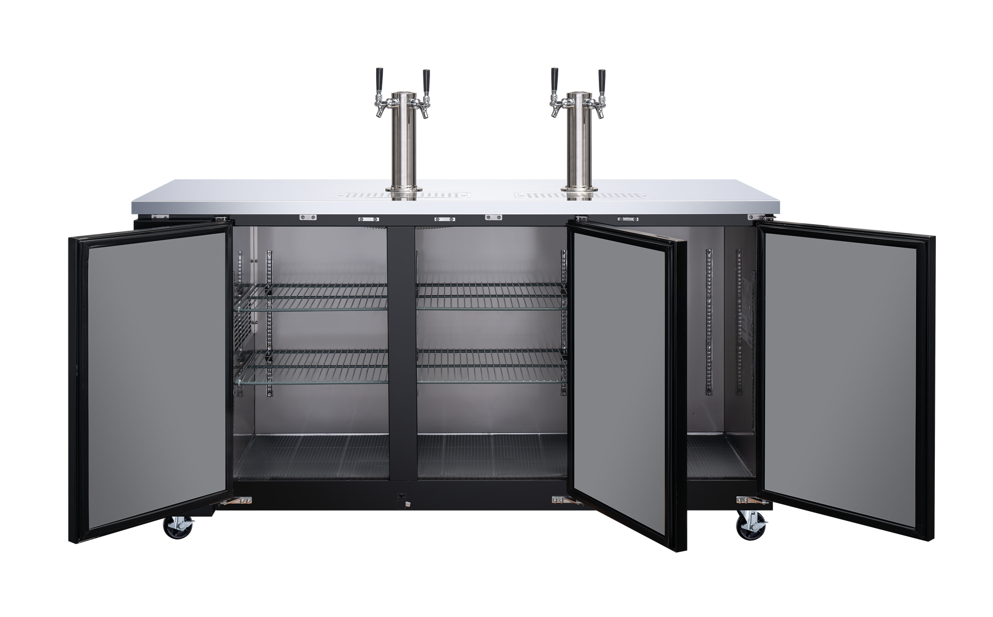 Omcan BB-CN-0020-DH 73 In. Solid Door Beer Dispenser, 3 Keg Capacity, 19.6 Cu. Ft., 6 Shelves