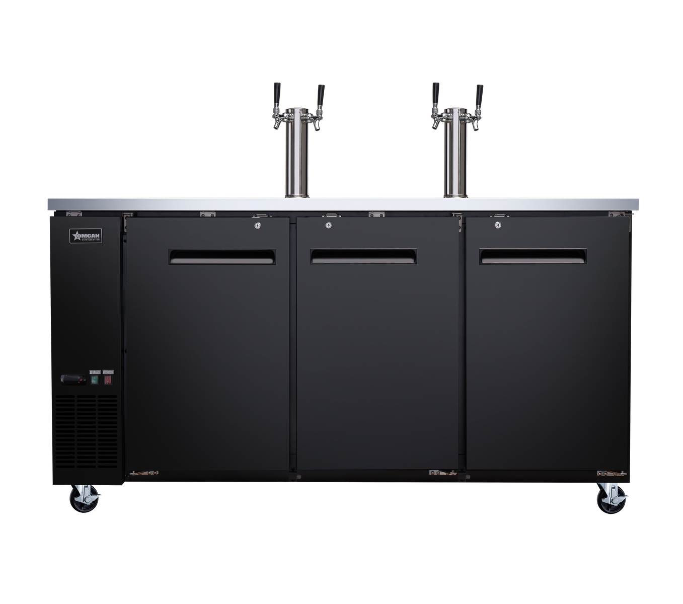 Omcan BB-CN-0020-DH 73 In. Solid Door Beer Dispenser, 3 Keg Capacity, 19.6 Cu. Ft., 6 Shelves