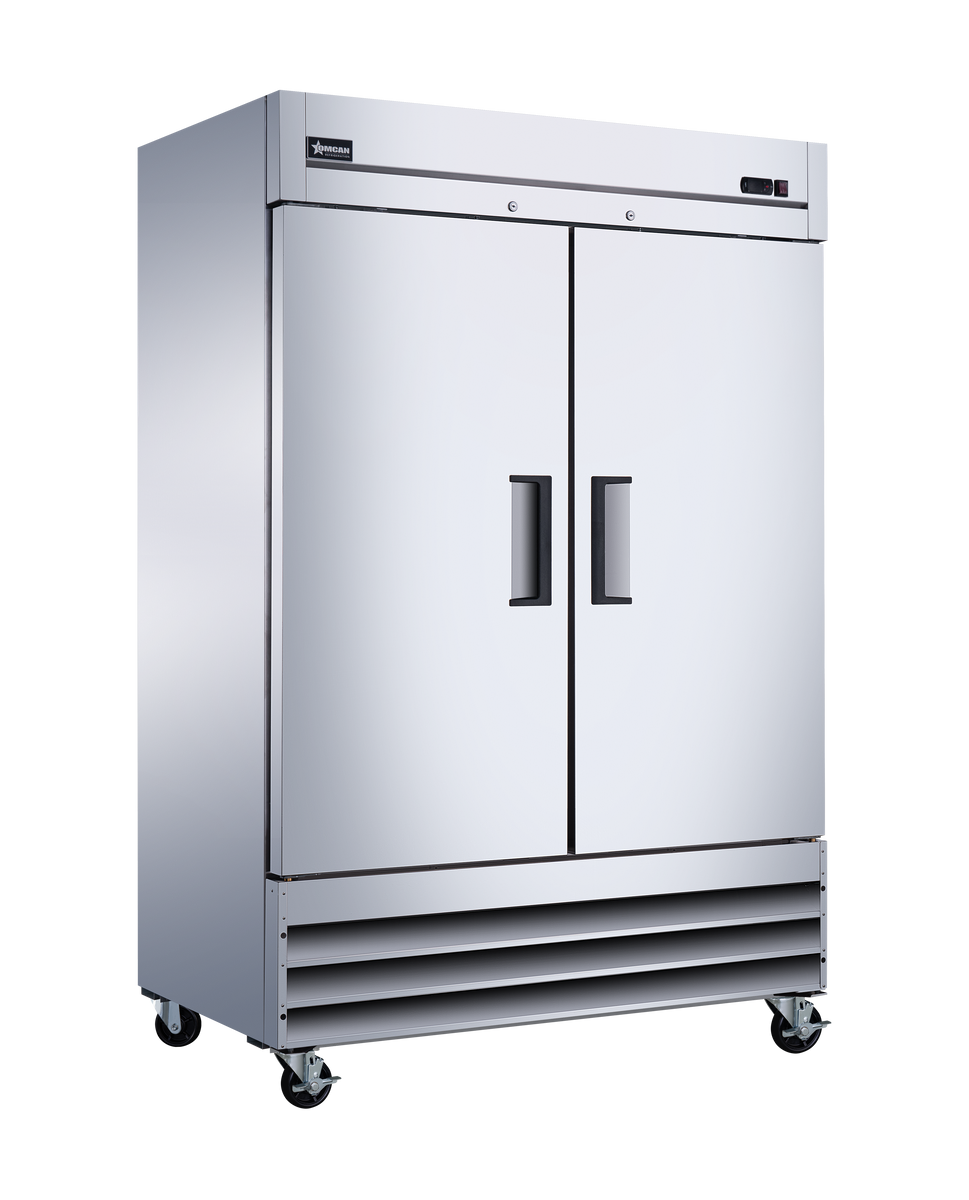 Omcan RE-CN-0041-HC 54 In. 2-Door Reach-In Refrigerator, 46.65 cu. ft., Stainless Steel, Self-Closing Doors