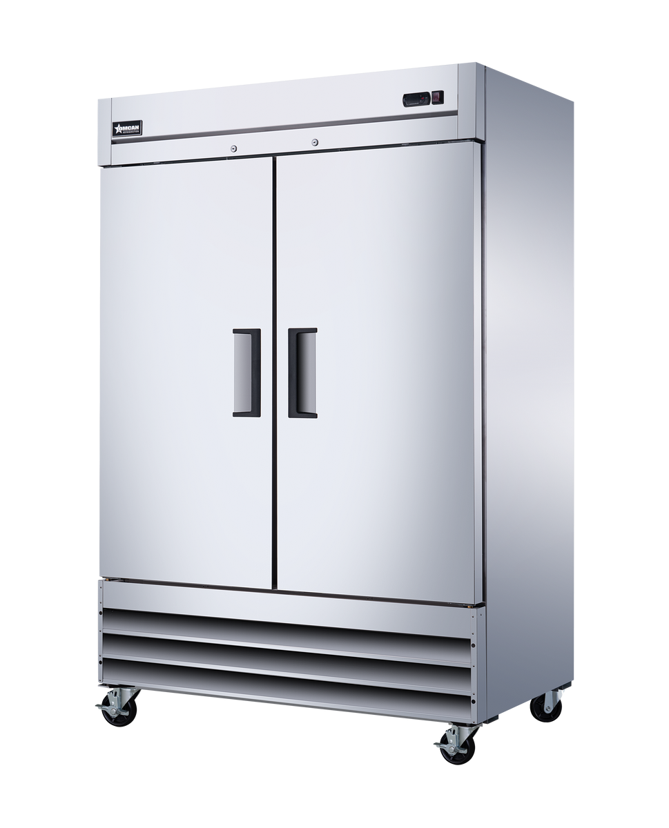 Omcan RE-CN-0041-HC 54 In. 2-Door Reach-In Refrigerator, 46.65 cu. ft., Stainless Steel, Self-Closing Doors