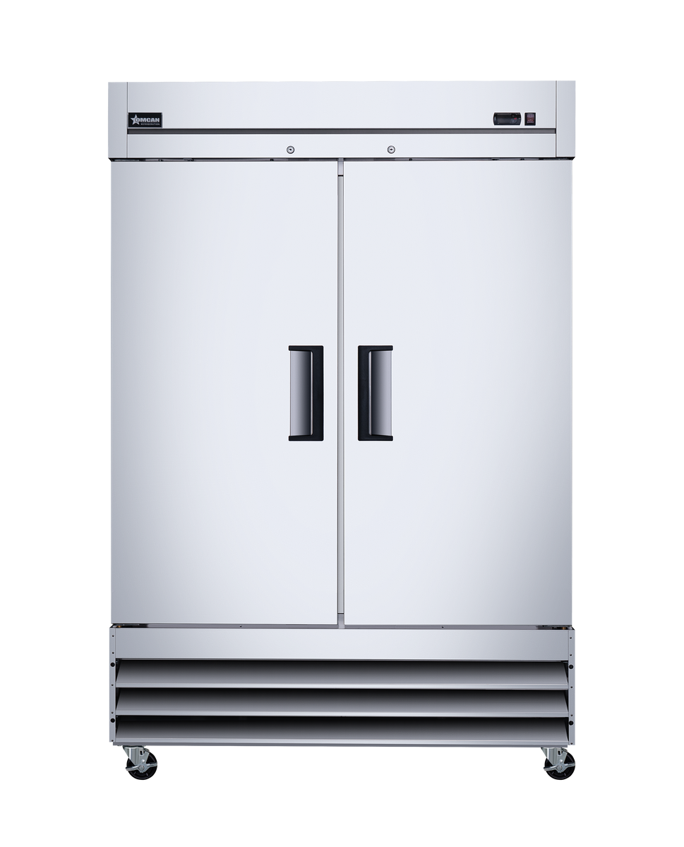 Omcan RE-CN-0041-HC 54 In. 2-Door Reach-In Refrigerator, 46.65 cu. ft., Stainless Steel, Self-Closing Doors