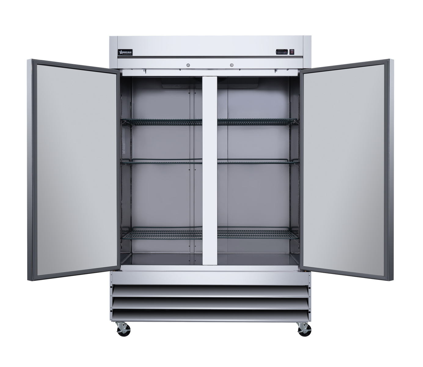 Omcan RE-CN-0041-HC 54 In. 2-Door Reach-In Refrigerator, 46.65 cu. ft., Stainless Steel, Self-Closing Doors