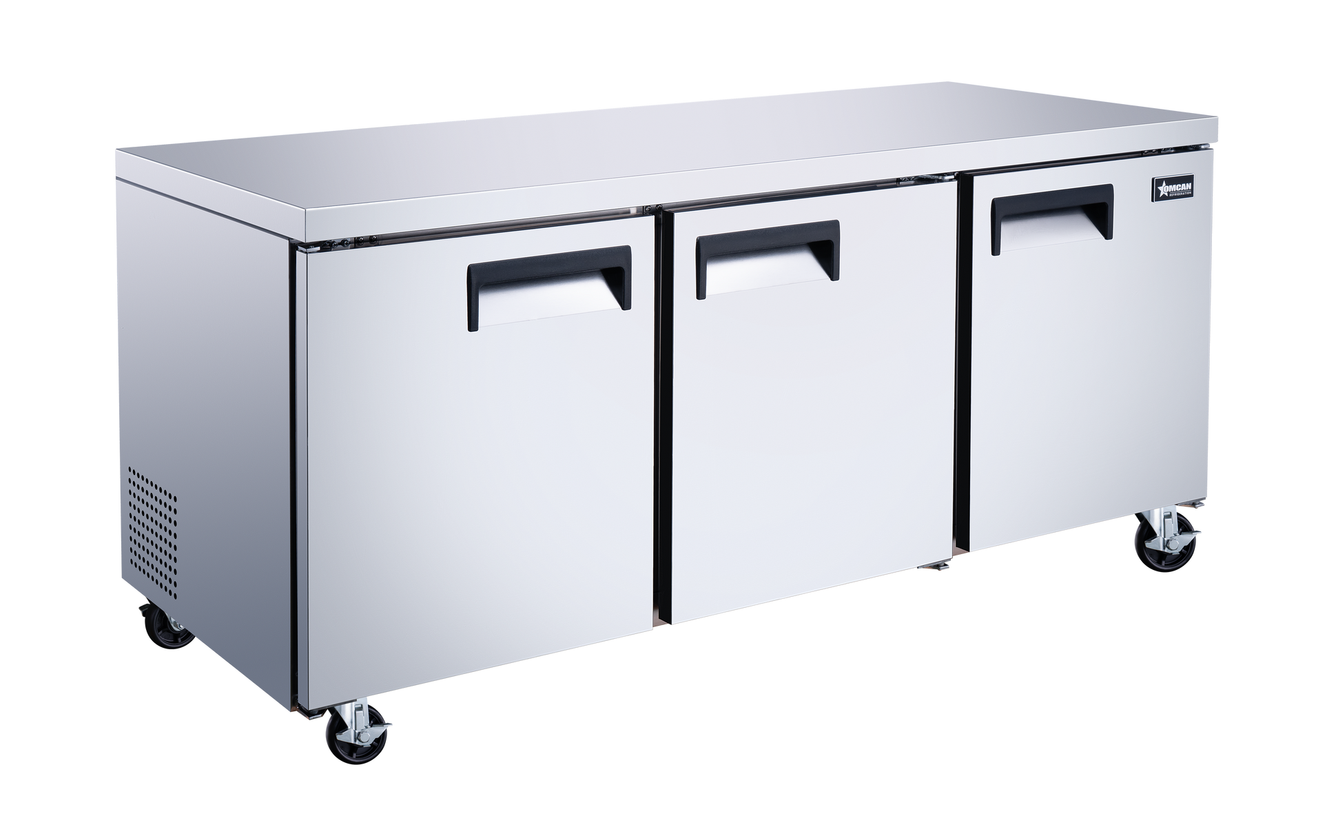 Omcan 50091 72" Stainless Steel Undercounter Refrigerator, 3 Doors, 15.5 cu.ft., 115V