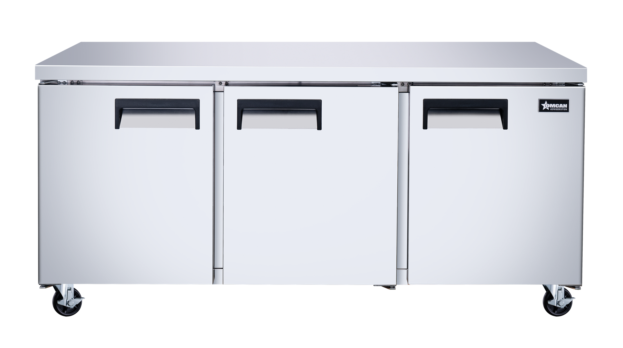 Omcan 50091 72" Stainless Steel Undercounter Refrigerator, 3 Doors, 15.5 cu.ft., 115V