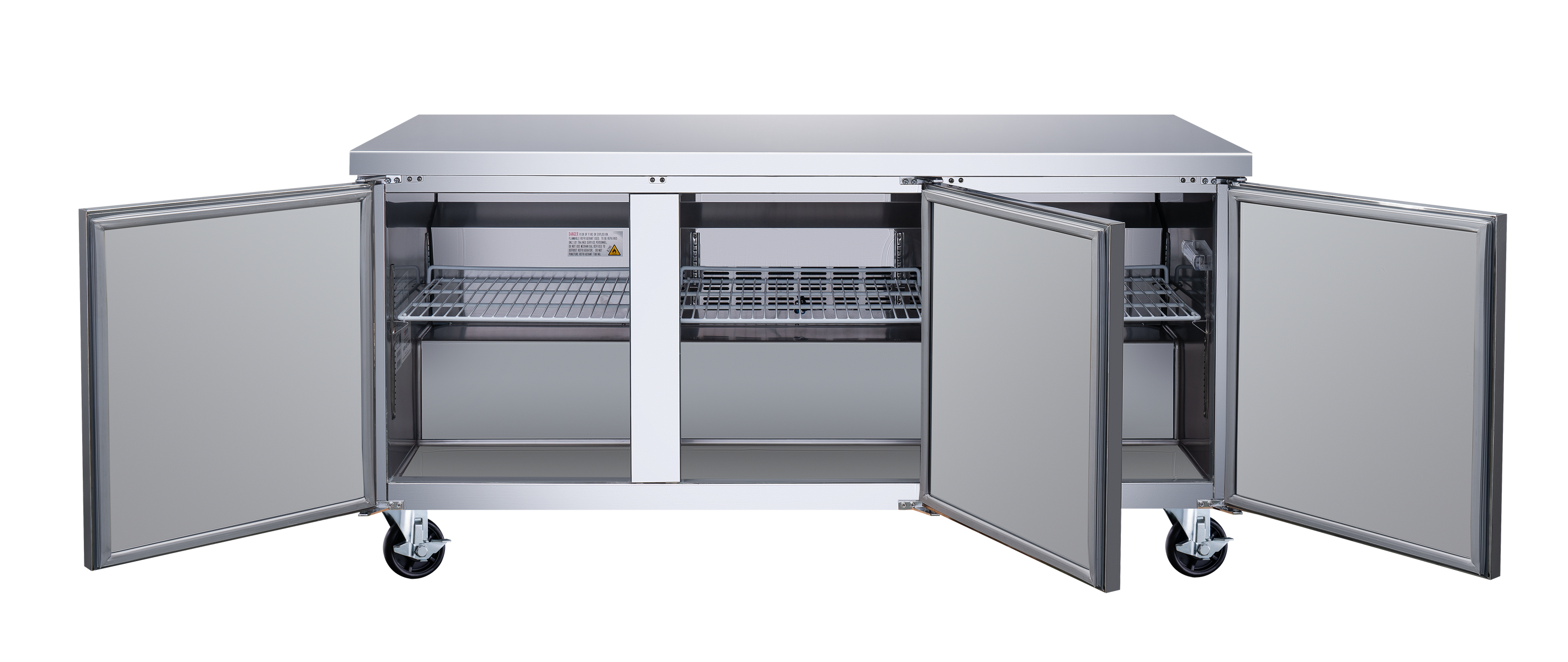 Omcan 50091 72" Stainless Steel Undercounter Refrigerator, 3 Doors, 15.5 cu.ft., 115V
