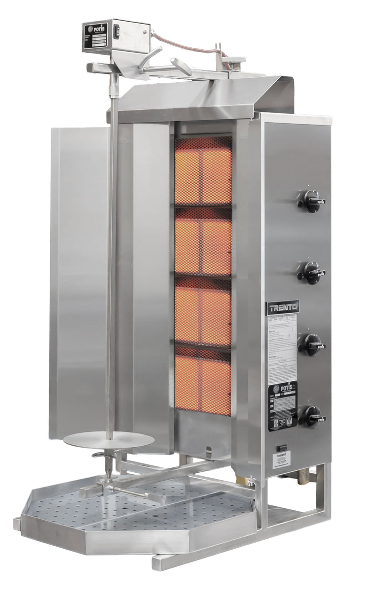 Omcan 49161 154.3 Lb Natural Gas Doner Kebab Machine, 4 Burners, 38,000 BTU, Stainless Steel, Made in Germany