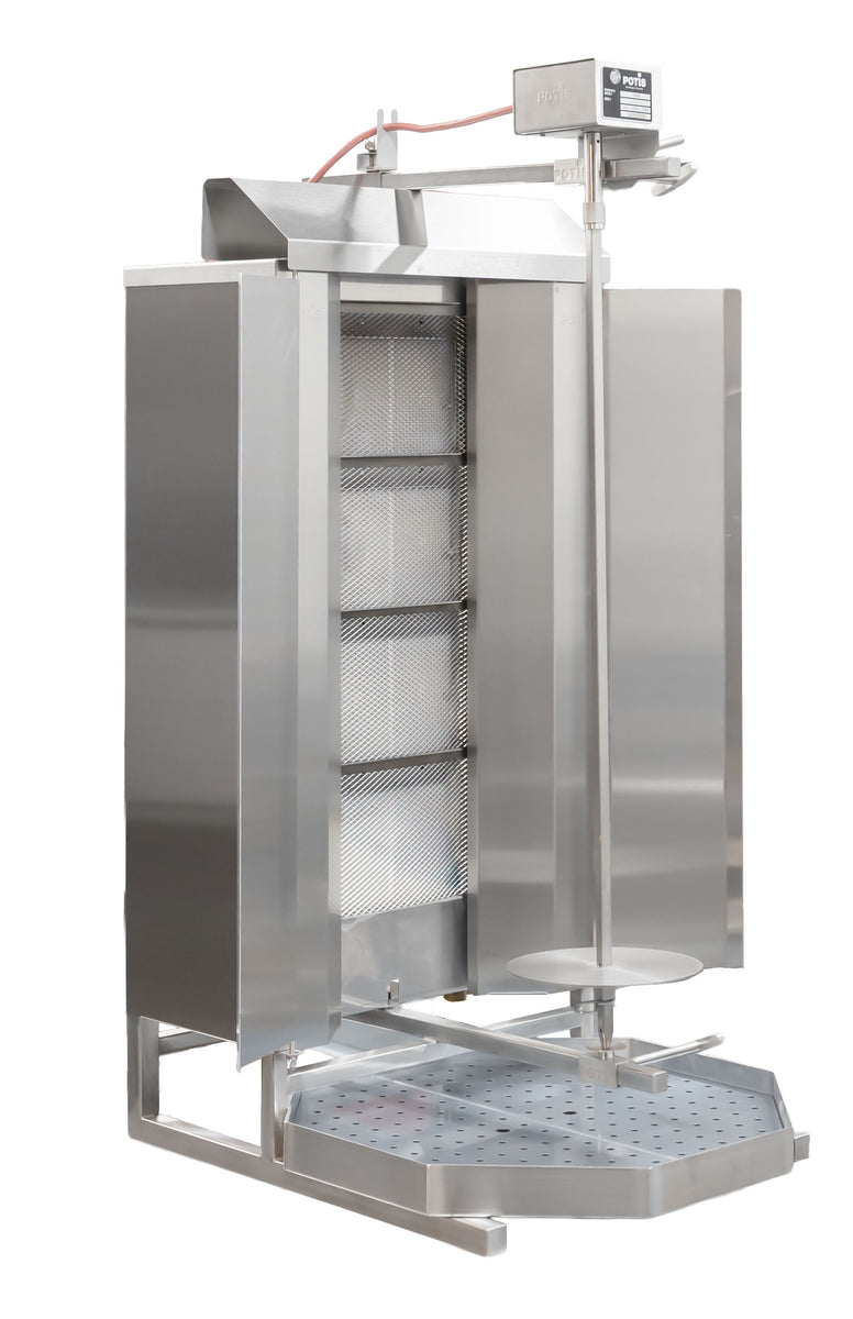 Omcan 49161 154.3 Lb Natural Gas Doner Kebab Machine, 4 Burners, 38,000 BTU, Stainless Steel, Made in Germany