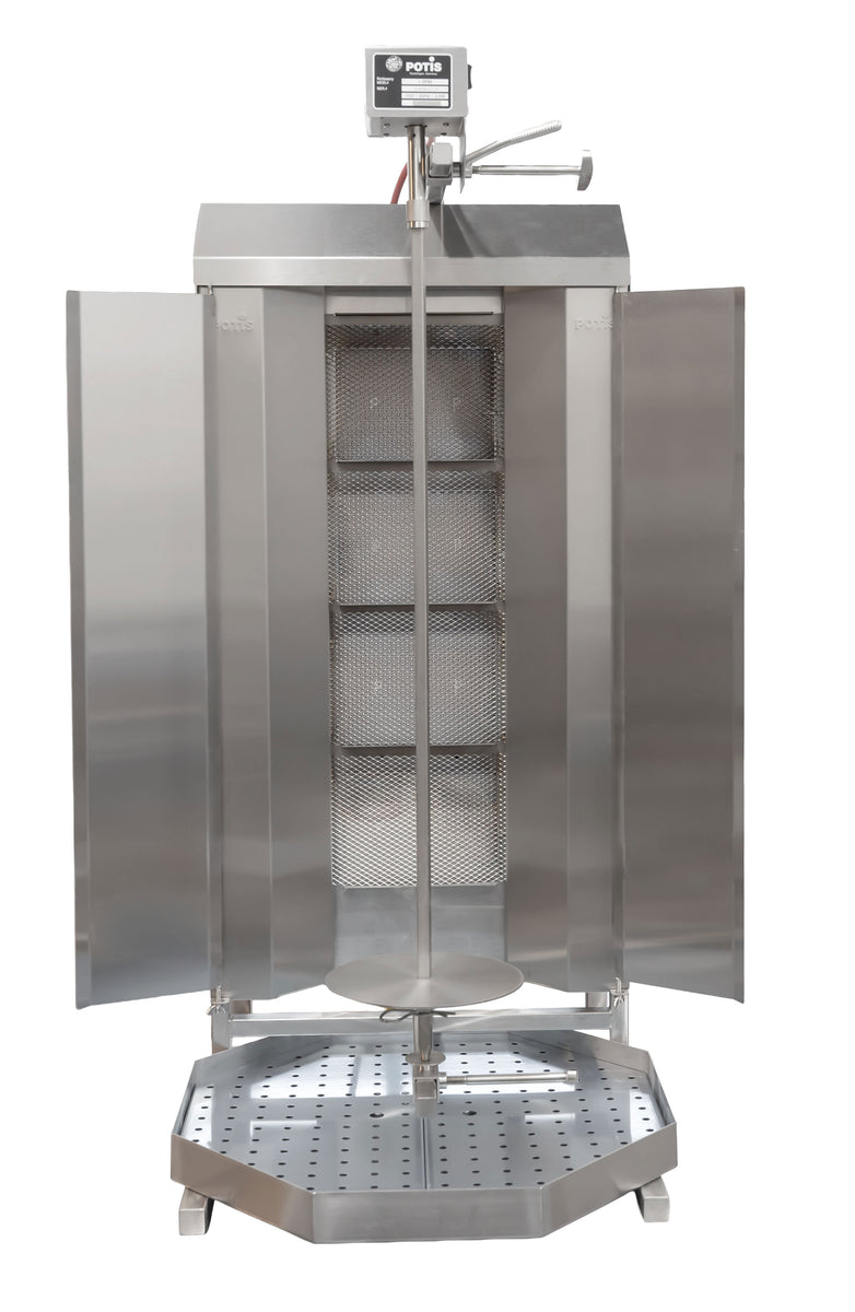 Omcan 49161 154.3 Lb Natural Gas Doner Kebab Machine, 4 Burners, 38,000 BTU, Stainless Steel, Made in Germany