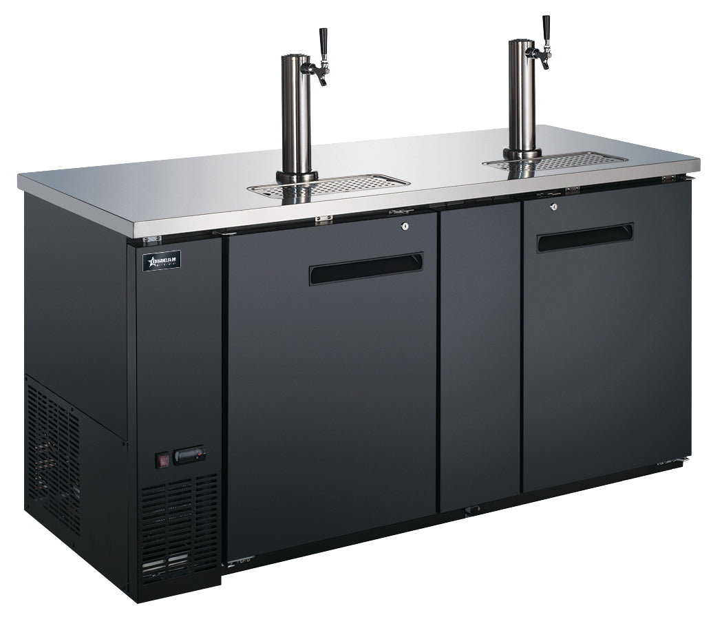 Omcan BD-CN-0023-HC 69 In. Solid Door Beer Dispenser, 3 Keg Capacity, 23.3 Cu. Ft., 4 Shelves