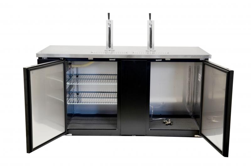Omcan BD-CN-0023-HC 69 In. Solid Door Beer Dispenser, 3 Keg Capacity, 23.3 Cu. Ft., 4 Shelves