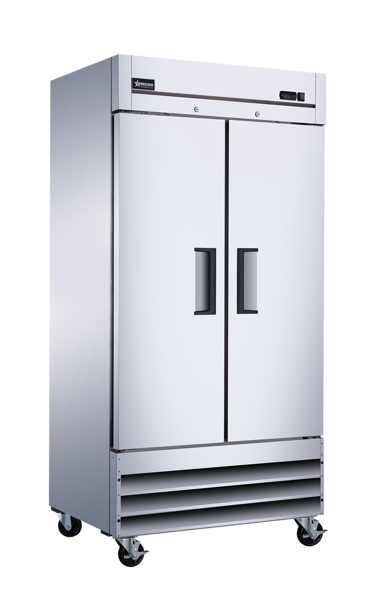Omcan RE-CN-0035-HC 40 In. 2-Door Reach-In Refrigerator, 26.46 cu. ft., Stainless Steel, Self-Closing Doors