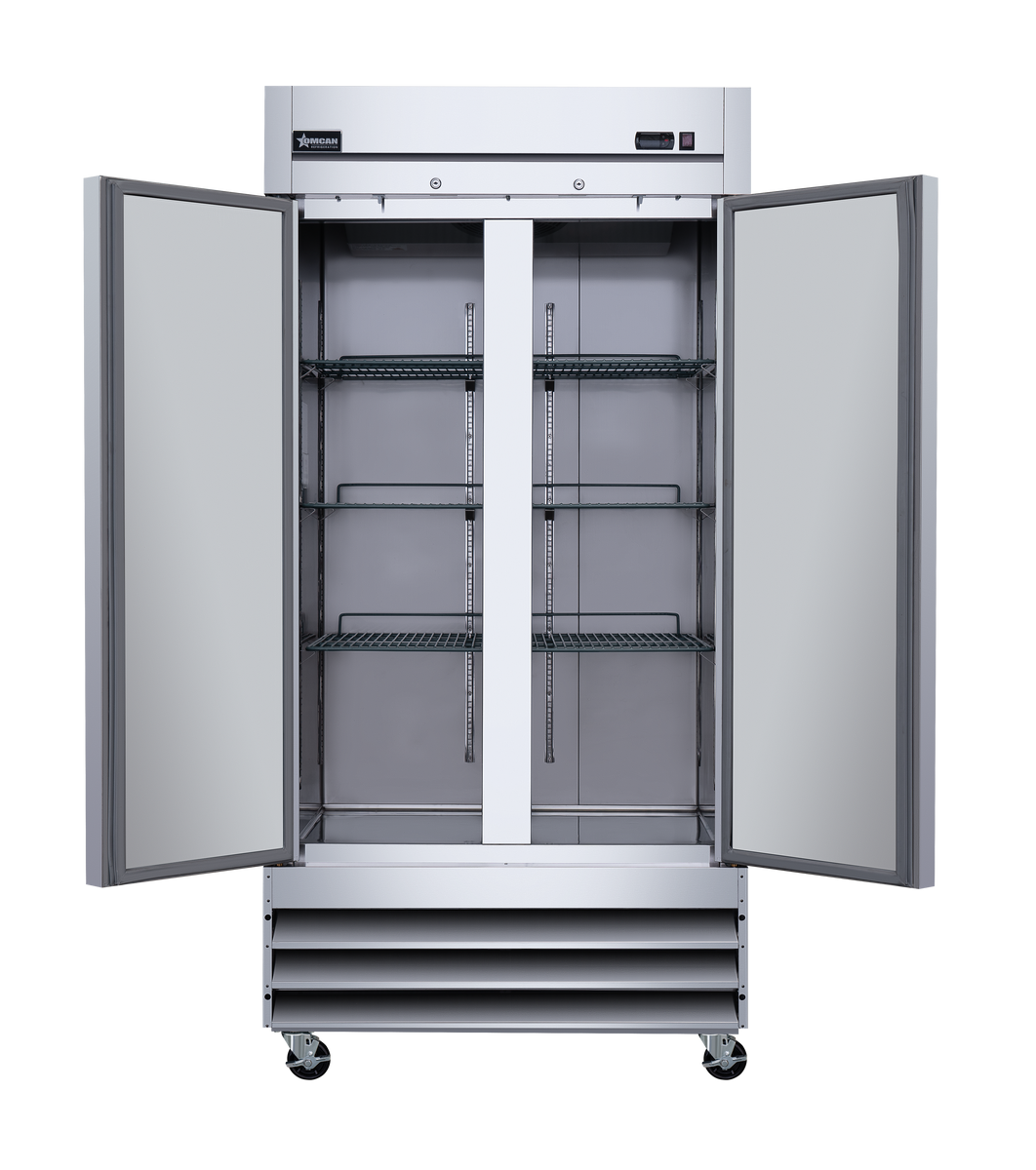 Omcan RE-CN-0035-HC 40 In. 2-Door Reach-In Refrigerator, 26.46 cu. ft., Stainless Steel, Self-Closing Doors