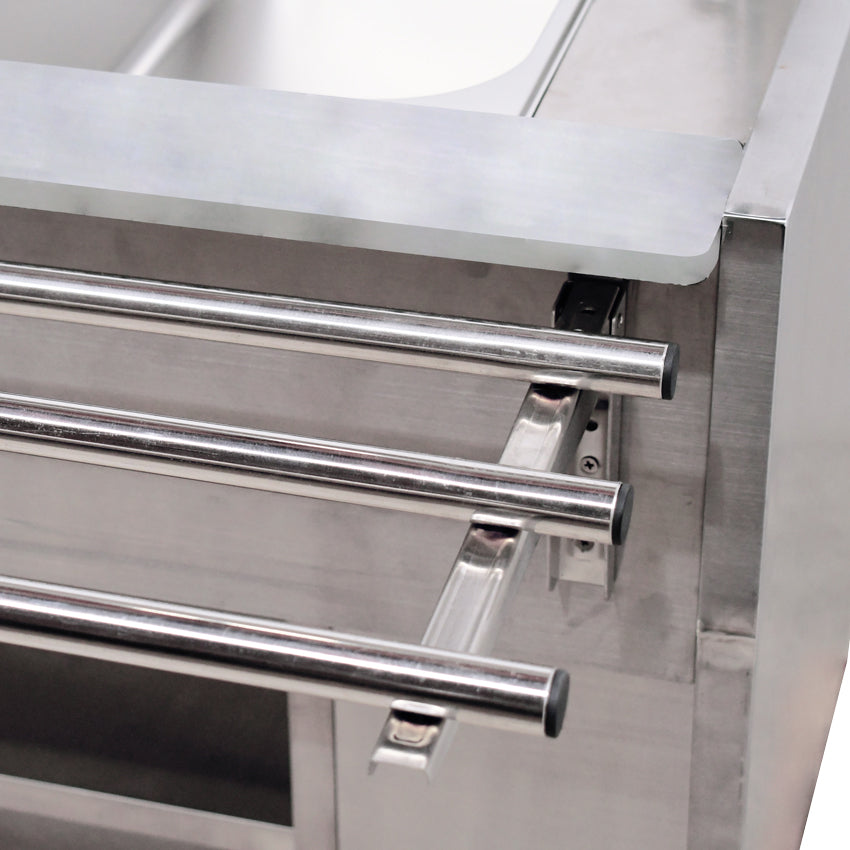Omcan DW-CN-1210 48 In. All Stainless Steel Sealed Well Steam Table, 1210L Capacity, Integrated Lighting Canopy, Casters
