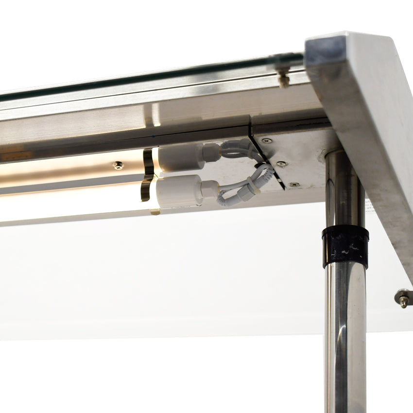Omcan DW-CN-1210 48 In. All Stainless Steel Sealed Well Steam Table, 1210L Capacity, Integrated Lighting Canopy, Casters