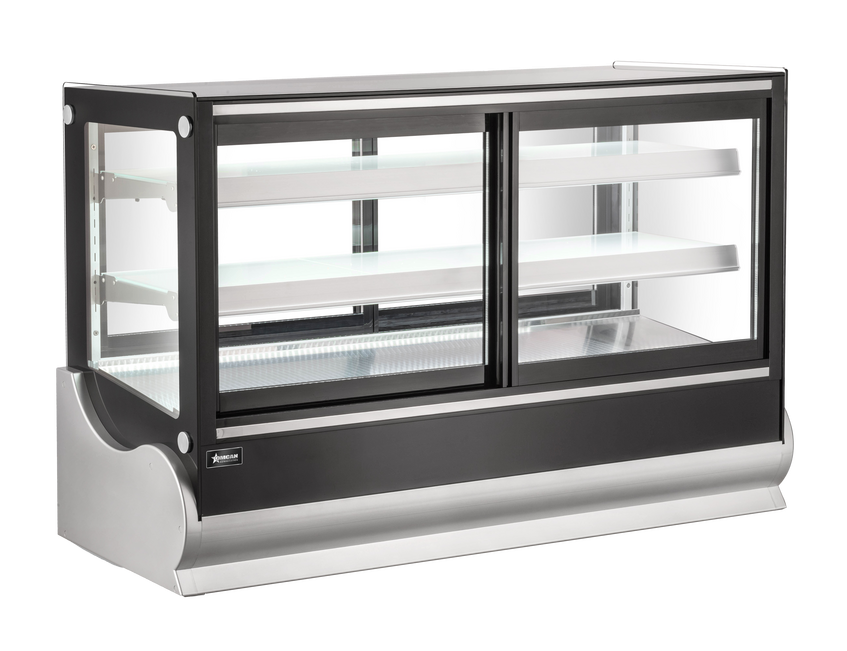 Omcan RE-CN-325B 60 In. Square Countertop Refrigerated Self-Service Display Case, 11.5 Cu. Ft., Black