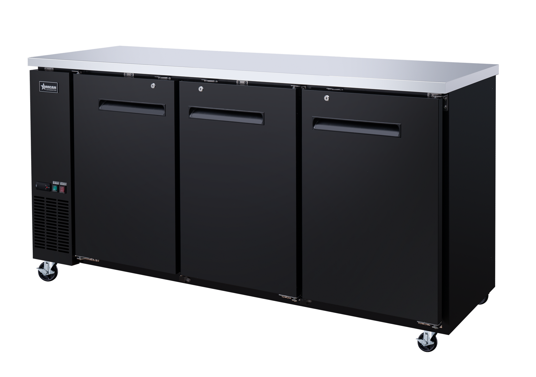 Omcan BB-CN-0020-SH 73 In. Back Bar Cooler, Solid Door, 19.6 Cu. Ft. (556L), 3 Doors