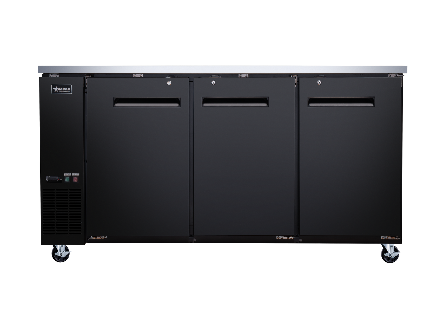 Omcan BB-CN-0020-SH 73 In. Back Bar Cooler, Solid Door, 19.6 Cu. Ft. (556L), 3 Doors