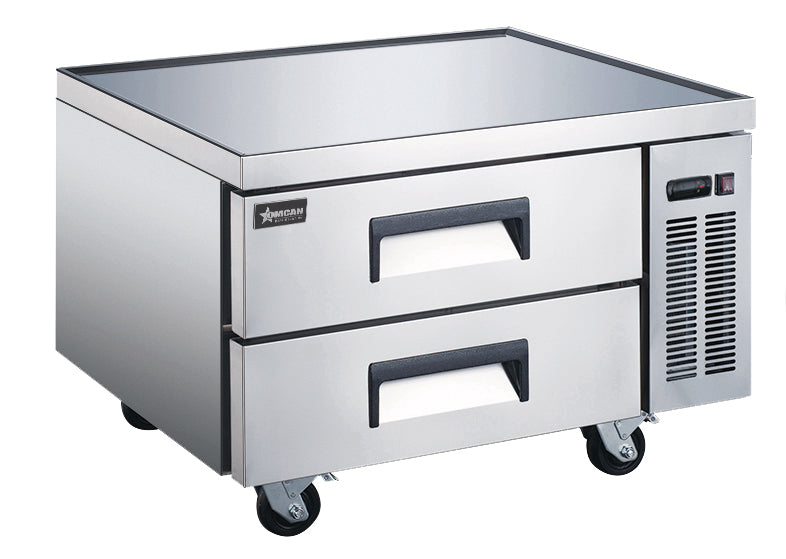 Omcan RE-CN-0036-C 36 In. Stainless Steel Refrigerated Chef Base, 2 Drawers, 5.7 Cu. Ft., Self-Contained