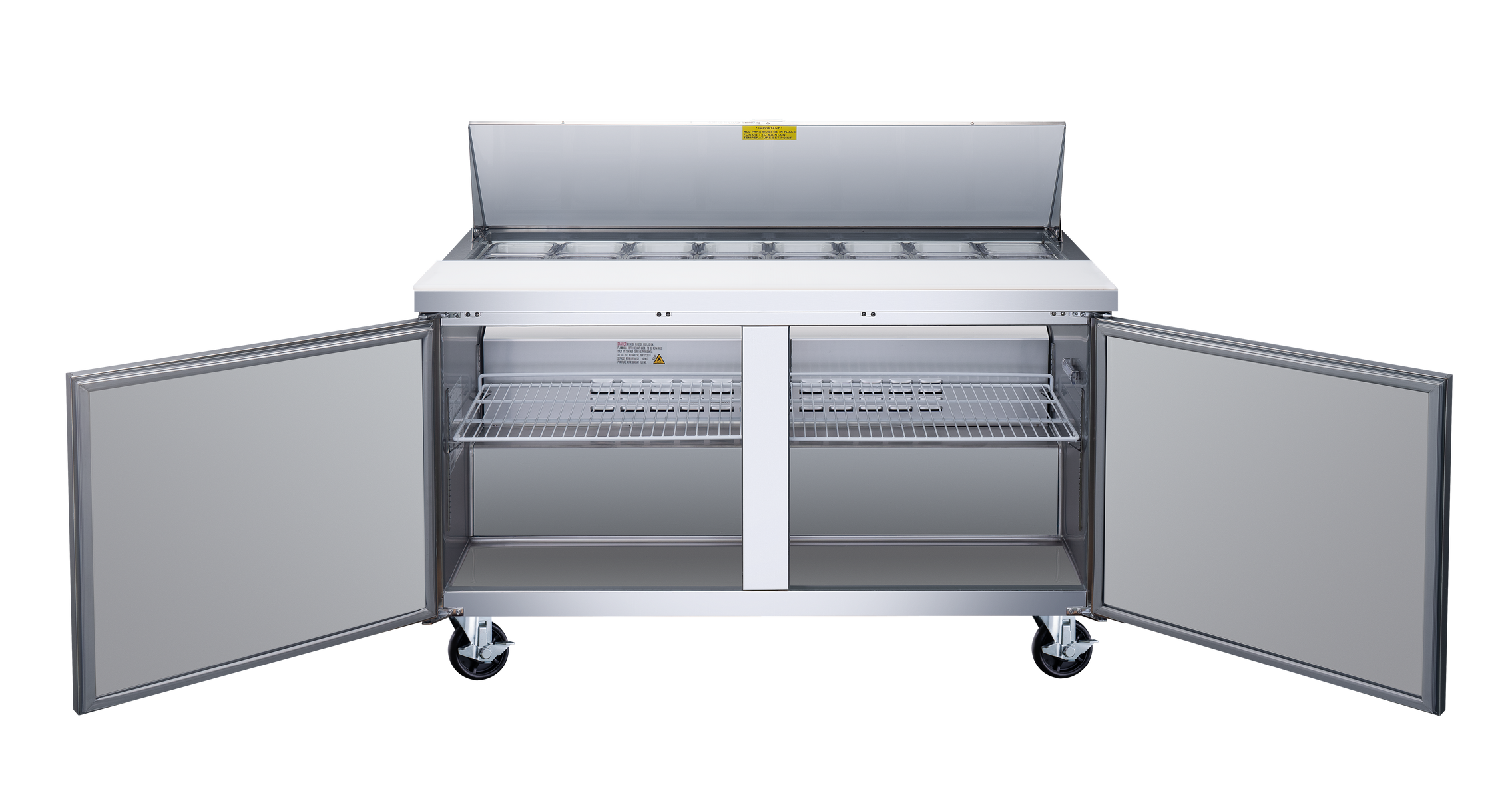Omcan PT-CN-1524-HC 60 In. Refrigerated Prep Table, 16.6 Cu. Ft., 2 Doors, Stainless Steel