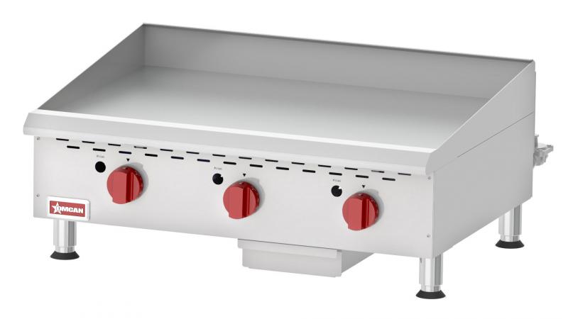 Omcan CE-CN-G36TPF 36 In. Countertop Gas Griddle, 90,000 BTU, Thermostatic Control, Stainless Steel