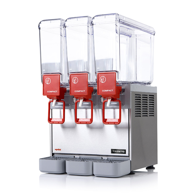 Omcan DI-IT-0008-3 Ugolini Arctic Compact 3-Bowl Countertop Juice Dispenser, 6 gal. (24L), Stainless Steel, R134a