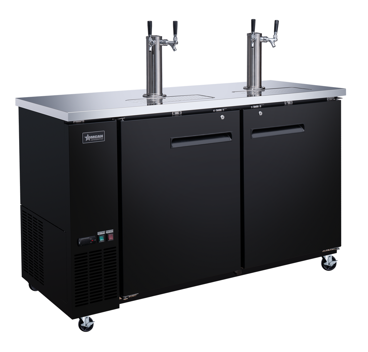 Omcan BB-CN-0016-DH 61 In. Solid Door Beer Dispenser, 3 Keg Capacity, 15.8 Cu. Ft., 4 Shelves