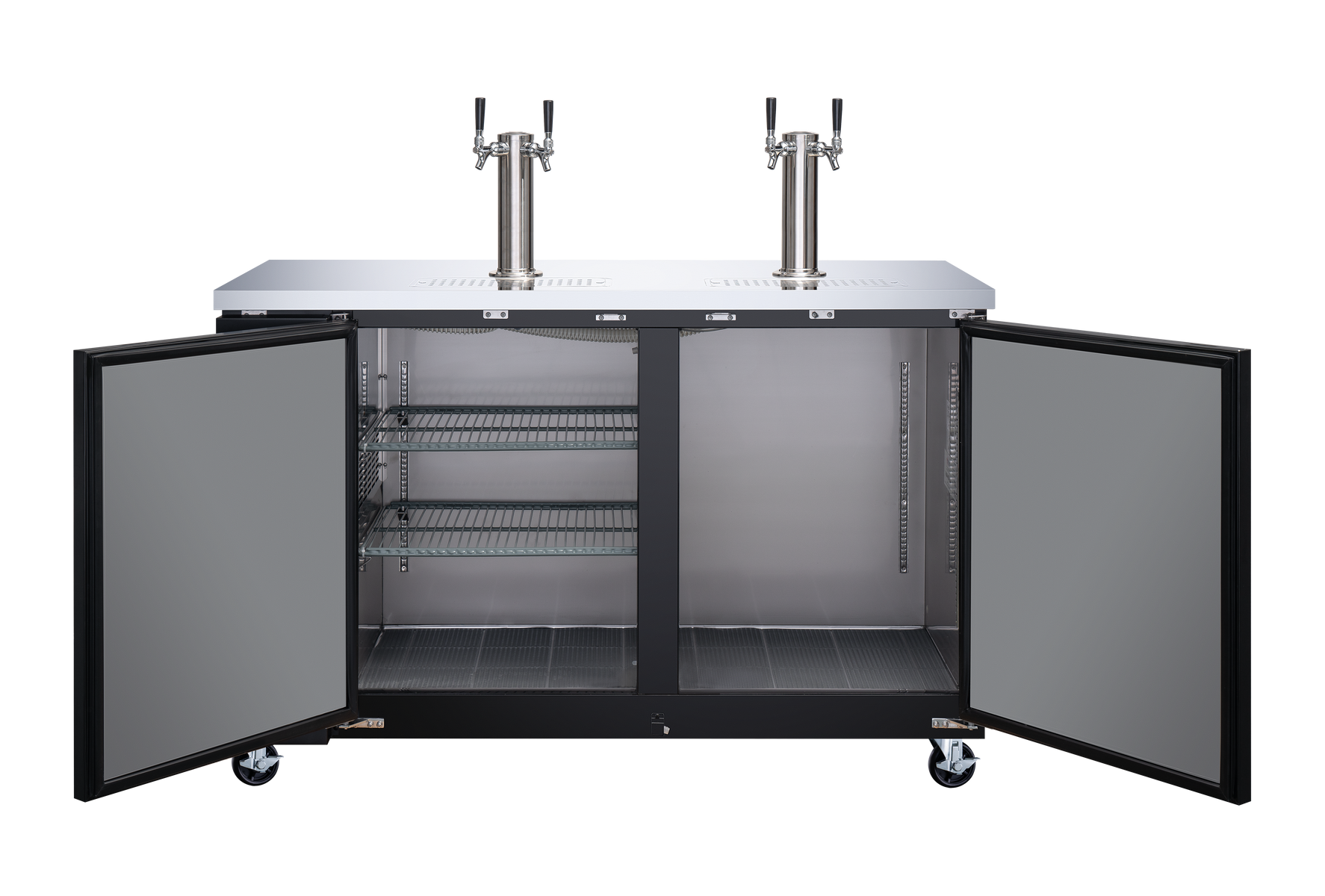 Omcan BB-CN-0016-DH 61 In. Solid Door Beer Dispenser, 3 Keg Capacity, 15.8 Cu. Ft., 4 Shelves