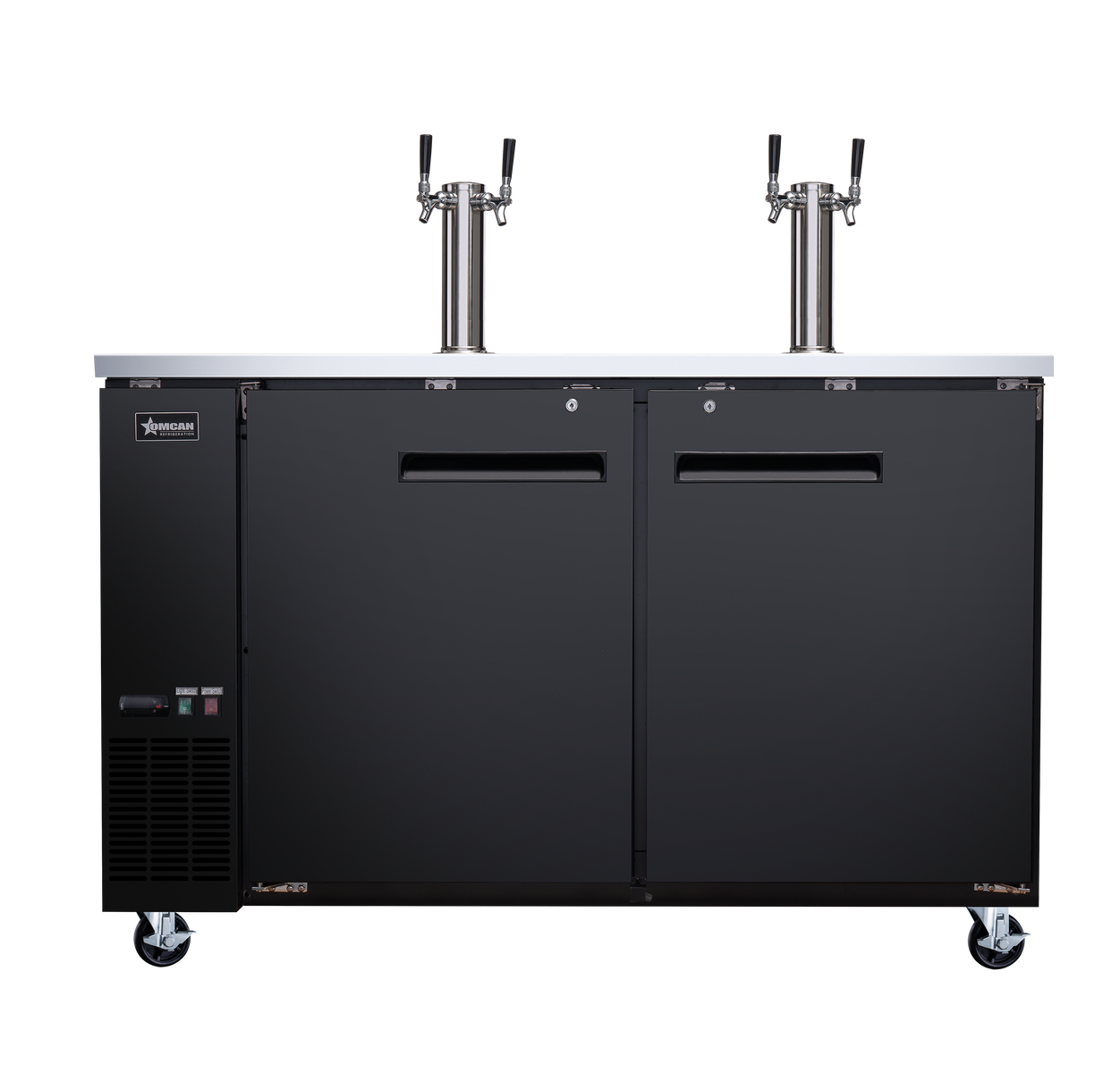 Omcan BB-CN-0016-DH 61 In. Solid Door Beer Dispenser, 3 Keg Capacity, 15.8 Cu. Ft., 4 Shelves