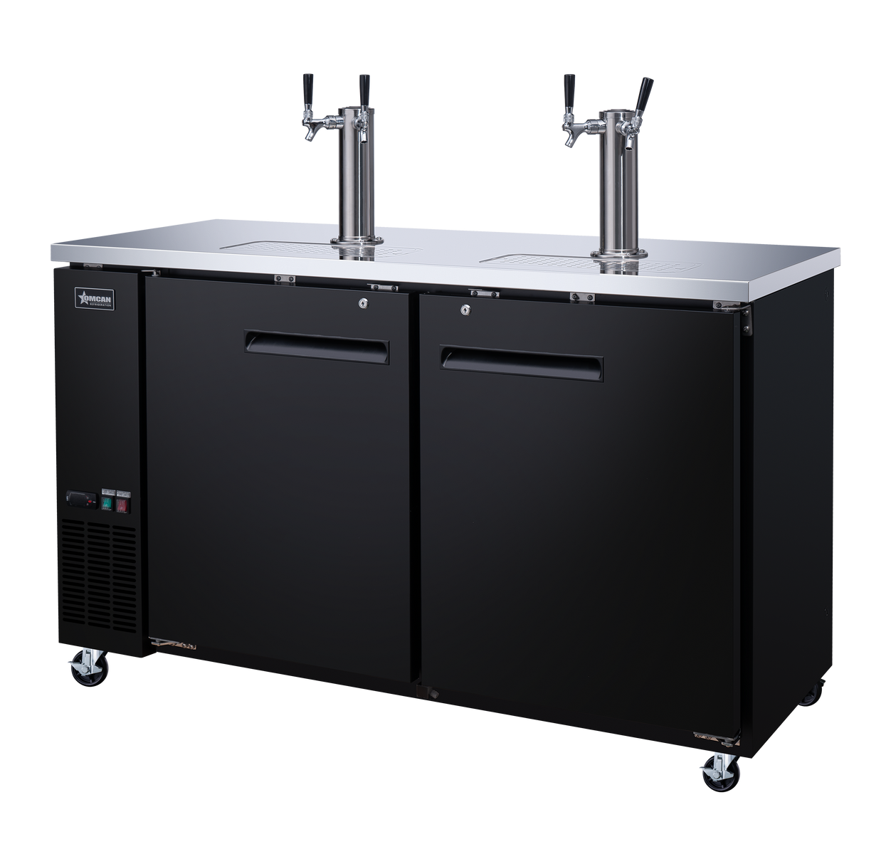 Omcan BB-CN-0016-DH 61 In. Solid Door Beer Dispenser, 3 Keg Capacity, 15.8 Cu. Ft., 4 Shelves