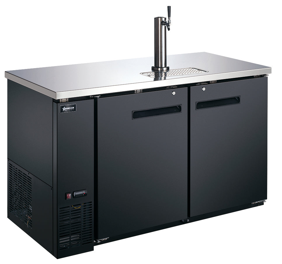 Omcan BD-CN-0019-HC 59 In. Solid Door Beer Dispenser, 2 Keg Capacity, 19.3 Cu. Ft.