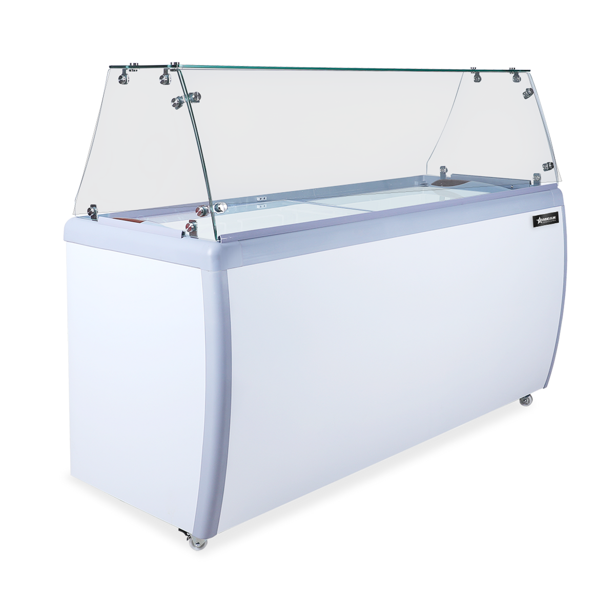 Omcan FR-CN-0460-S 60 In. Ice Cream Dipping Freezer, 18 Tub Capacity, Flat Sneeze Guard, Stainless Steel