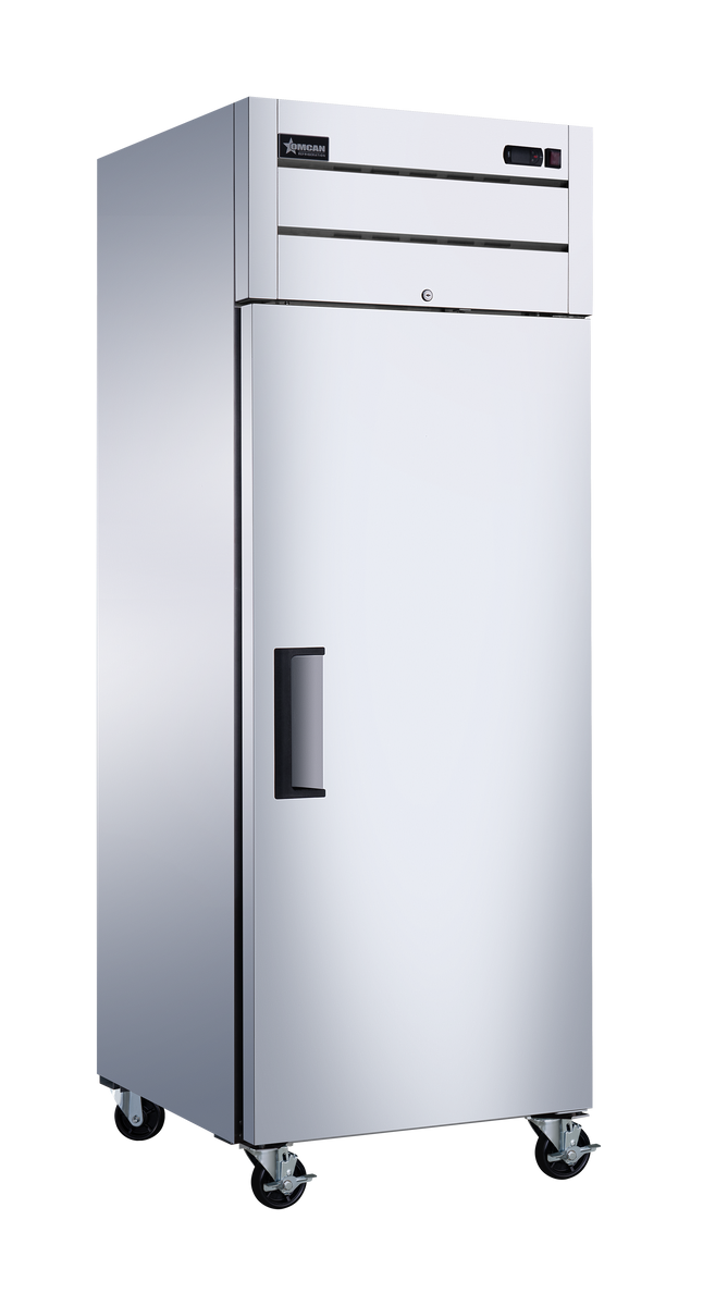 Omcan RE-CN-0029-TM 29 In. Stainless Steel Reach-In Refrigerator, 1 Solid Door, 21.5 Cu. Ft., Top-Mounted