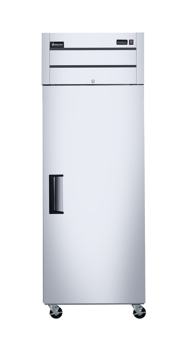 Omcan RE-CN-0029-TM 29 In. Stainless Steel Reach-In Refrigerator, 1 Solid Door, 21.5 Cu. Ft., Top-Mounted