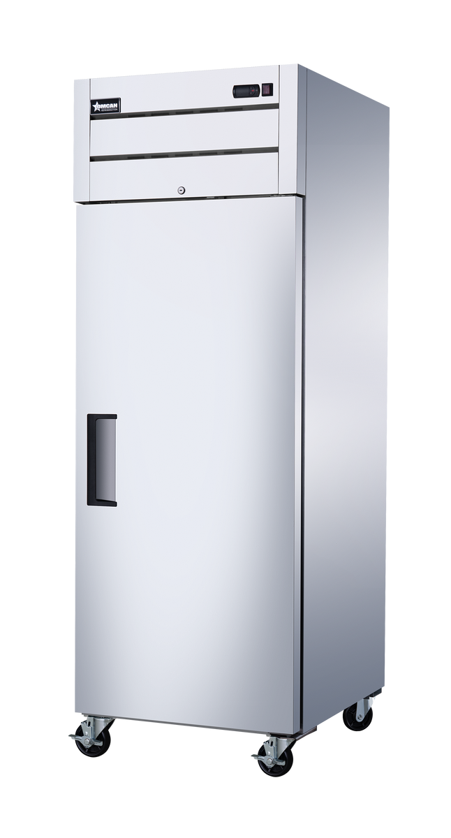 Omcan RE-CN-0029-TM 29 In. Stainless Steel Reach-In Refrigerator, 1 Solid Door, 21.5 Cu. Ft., Top-Mounted